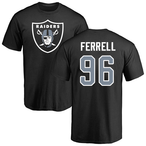 Men Oakland Raiders Black Clelin Ferrell Name and Number Logo NFL Football #96 T Shirt